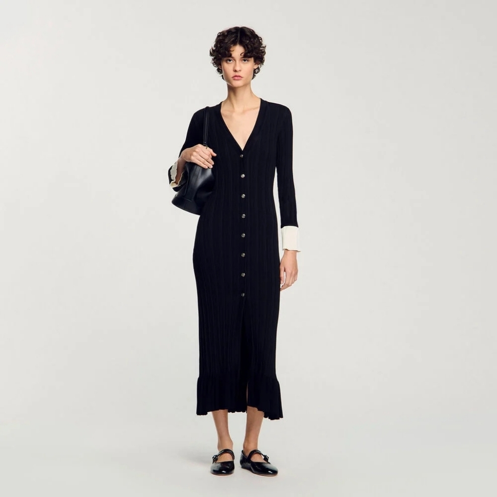 Sandro Two Tone Knit Maxi Dress - Picture 2 of 15
